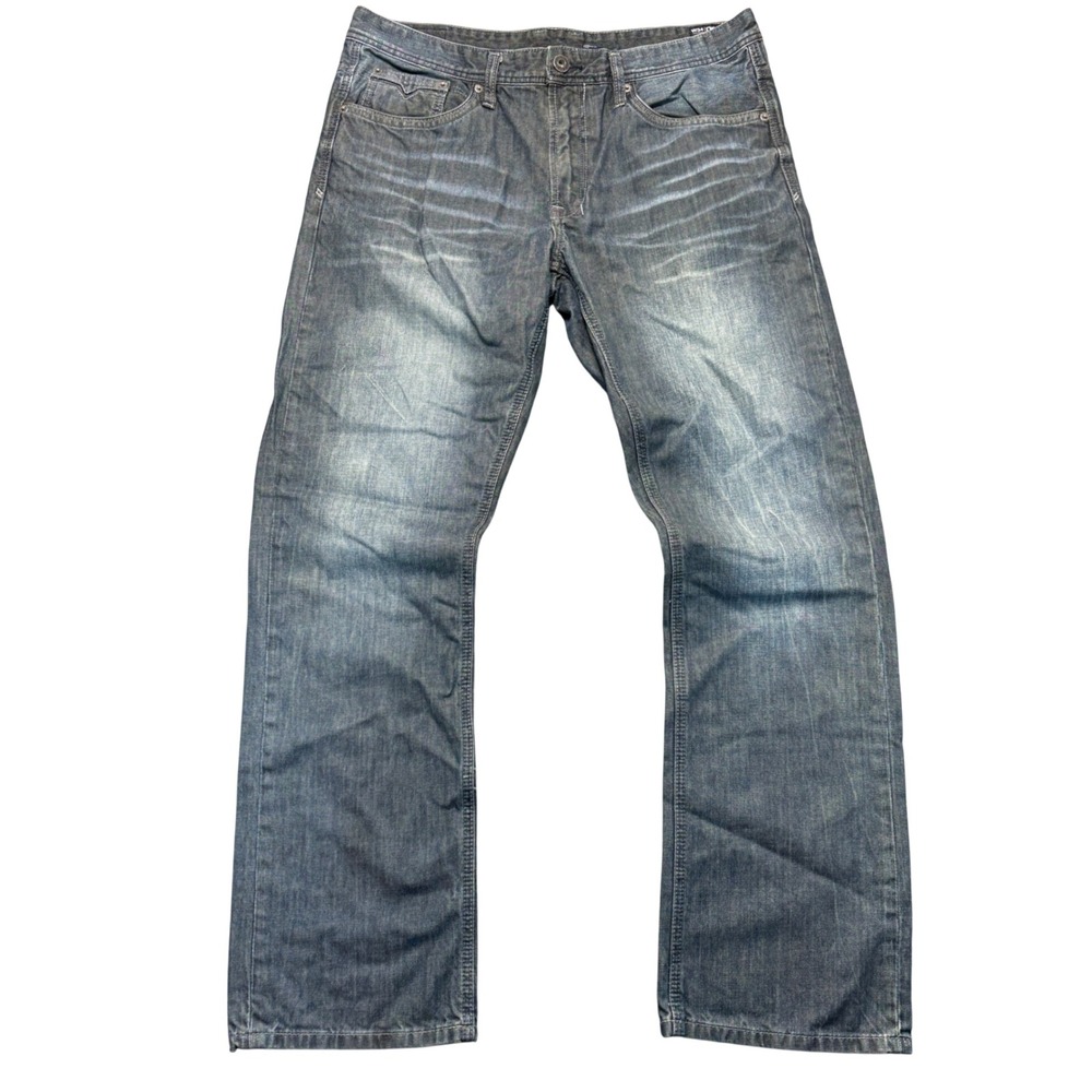 Buffalo David Bitton Driven Straight Leg Jeans Mens 34x32 Faded Dark Wash Denim